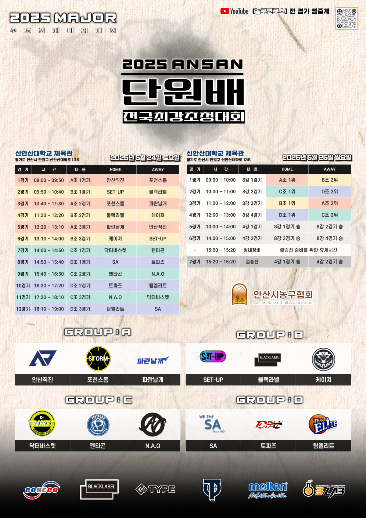 ‘총상금 500만원’ 안산시농구협회, 24∼25일 양일간 단원배 동호인 농구대회 개최