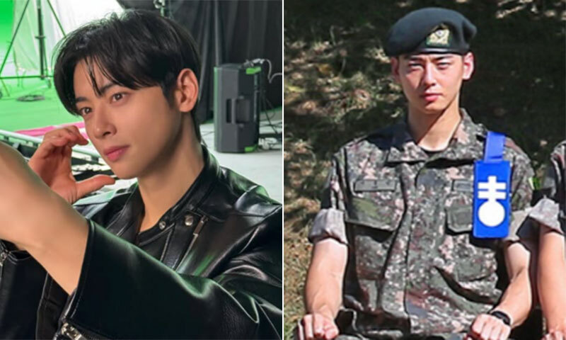 차은우, 군복 입고도 '조각 미모'