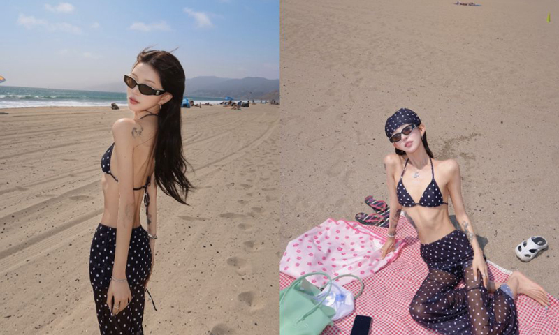 최준희, 해변 녹인 가녀린 수영복 자태