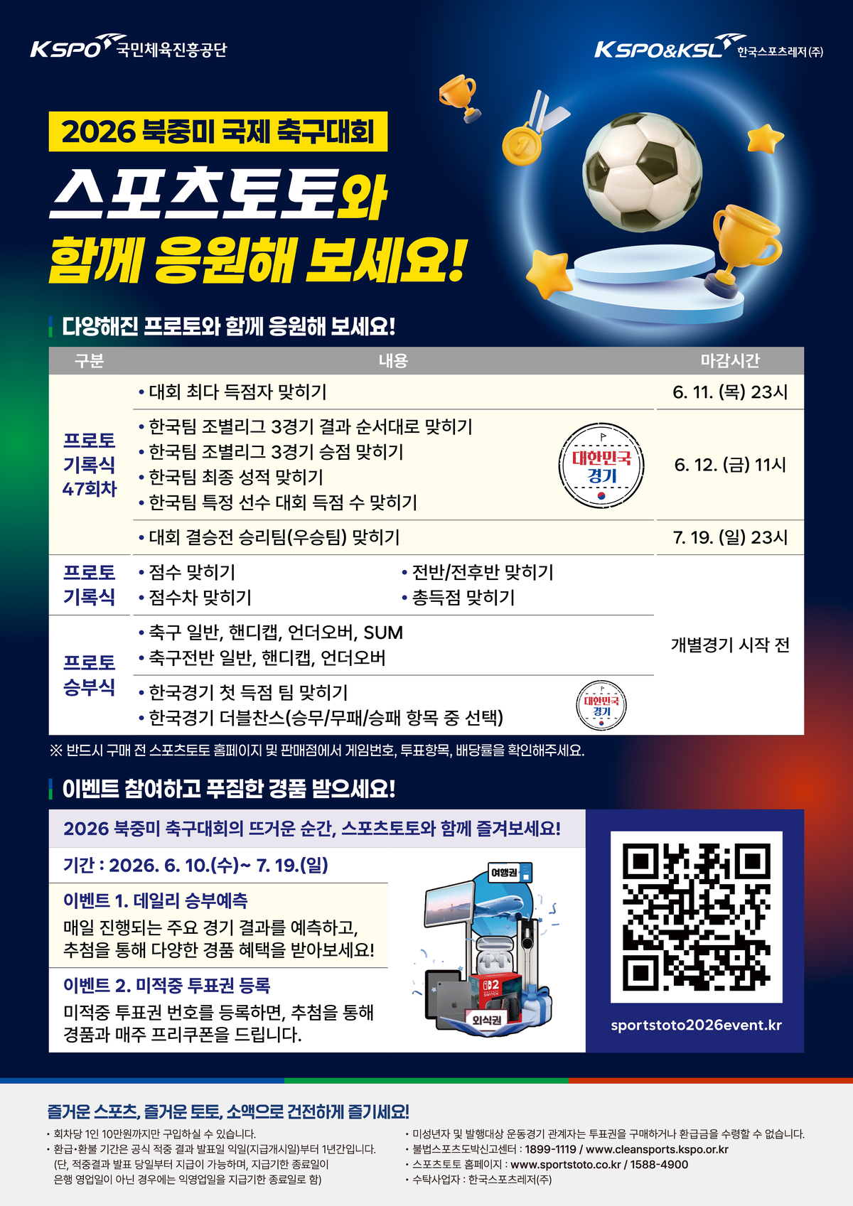 스포츠토토, 북중미 월드컵 기념 게임 발매…홍명보호 우승 배당률 ‘220.00’