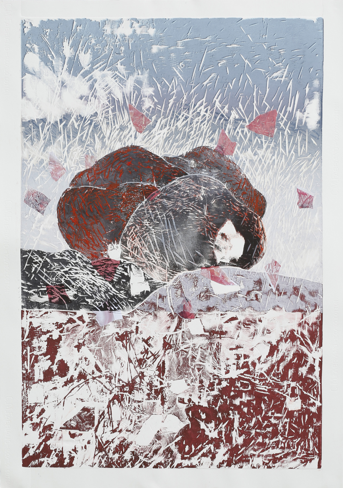 두개의 풍경 100x70.5cm Woodcut 2026 (정상곤)
